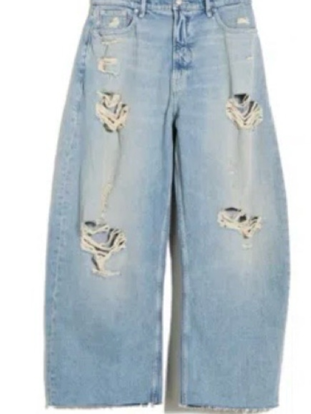 Light Blue Distressed Cropped Women's Jeans